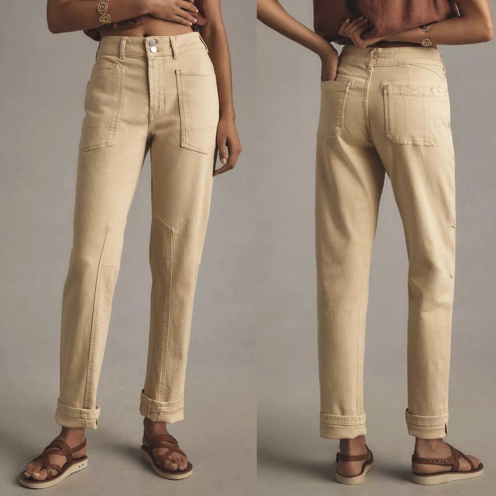 Anthropologie Pilcro Straight Leg Jeans in Beige
